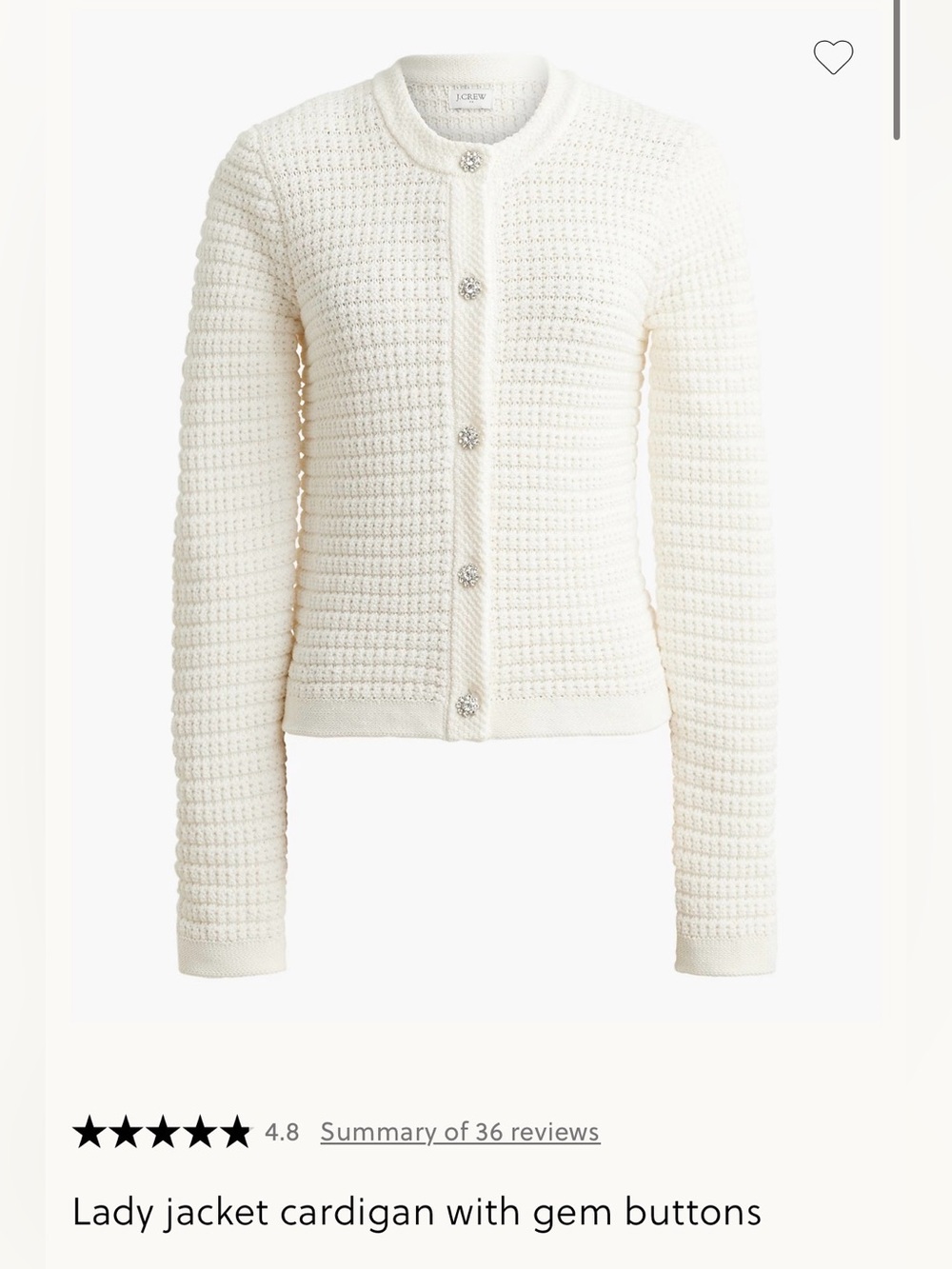 J. Crew - Lady Jacket Cardigan with Gem Buttons- Small